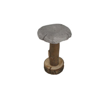 Cement mushroom with wooden foot 16x7x15cm Light grey