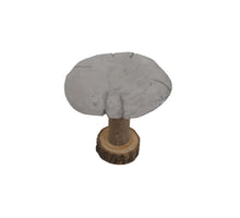 Cement mushroom with wooden foot 13x6.5x10cm Light grey