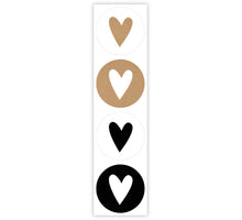 Rol 500 etiketten ''Hart dicht'' Ø35mm naturel/zwart-wit Combi