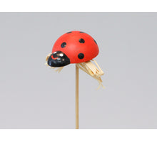 cb. 72 wooden beetles/stick red 3,5x2,5 cm
