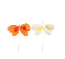 w/b. 48 butterflies/pick yellow/orange 8 cm