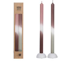 Dip Dye taper kaars Ø2.2 h.34 cm roze - olijf set 2