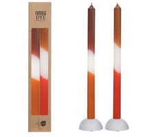 Dip Dye taper kaars Ø2.2 h.34 cm Orange - bruin set 2