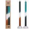 Dip Dye taper candle Ø2.2 h.34 cm petrol - olive set 2