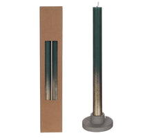 Dinner candle moss green w.Gold spray set/2 Ø2.1 h. 25cm