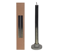 Dinner candle black w.Gold spray set/2 Ø2.1 h. 25cm