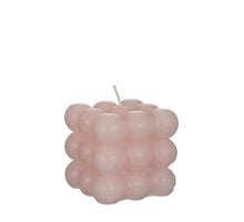 Bubble candle 8x8x8 cm white pink