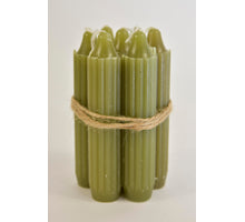 Set 7 pencil taper candle h. 11cm moss green