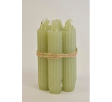 Set 7 pencil taper candle h. 11cm dusty green