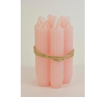 Set 7 pencil taper candle h. 11cm white pink