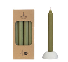 Set 4 pencil candle h.20 Ø2,2 cm moss green