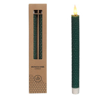 LED honeycomb kaars set/2  Ø2.2 h. 25cm mosgroen