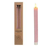LED honeycomb kaars set/2 Ø2.2 h.25cm roze