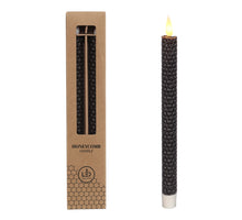 LED honeycomb kaars set/2  Ø2.2 h. 25cm zwart