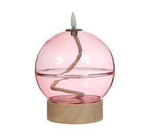Led olielamp glas h16,5 Ø12 cm roze met timer