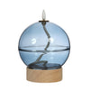 Led olielamp glas h16,5 Ø12 cm donkerblauw met timer