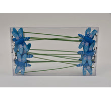 cb. 12 dragonflies/stick 7cm blue
