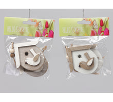 pbh. 2 wooden birdhouses/hanging grey/white 8x8 cm