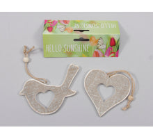 pbh. 2 wooden bird/heart/hangers ass. White 10.5x10.5 cm