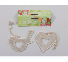 pbh. 2 wooden bird/heart/hangers ass. White 8x8 cm