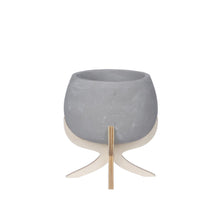 Luna concrete pot on wooden base Ø12.5 h.14