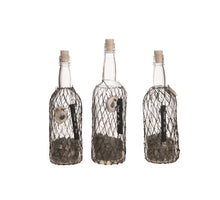 Glass bottle with shell and label Black-wash 28-33x7-8x7-8cm