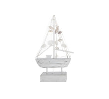 Boat with lights wood  19.5x5.5x30cm White