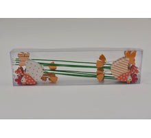 Houten Kip Op Stok Oranje 7x6cm - 8 Stuks