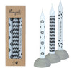 Pimped candles To the moon Ø2.2 h.20 cm black &amp; white Set of 3 assorted