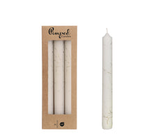 Gepimpte kaarsen marmer Ø2,2 h.20 cm wit set/3