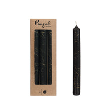 Gepimpte kaarsen marmer Ø2,2 h.20 cm zwart set/3