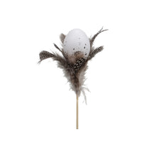 pb. 12 eggs w/feathers/stick 40cm naturalgrey 5 cm