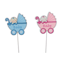 cb. 8 wooden baby deco/stick pink/blue 6x6.5cm