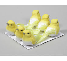 w/b. 6 birds/wire yellow 9 cm