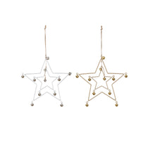 Star hanger with bells metal 18cm 2 assorted Gold/Silver