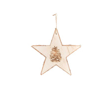 Hanger Star w/Burned Cones 20X20cm Natural