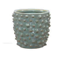 pc. 1 stoneware flowerpot blue 11x11x10cm