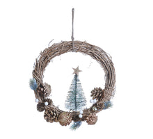 Wreath Pinecone White Berry Rattan Ø30 H8cm White/Gold