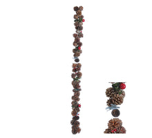 Garland Pinecone Red Star D8 H120cm Natural/Red