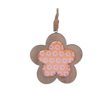 pb. 2 wooden flowers/hanging orange 10cm