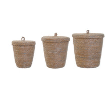 S/3 Basket Water hyacinth w/Lid S20-M24-L28cm Natural