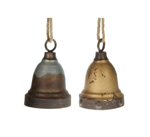 Hanging bell metal Ø10x15cm Gold/Silver 2 assorti