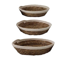 S/3 Tray D33 H8cm Natural/White