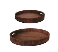 S/2 Tray Grand Forks Wood D48 H6cm Brown/Red