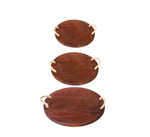 S/3 Tray Grande Cache Wood D35 H2cm Brown/Red