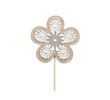 pb. 12 flowers/stick grey/white Ø8 cm