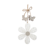 pm. 4 wooden flowers/hanging white Ø8 cm
