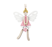 pb. 4 wooden fairies/hanging pink 15 cm