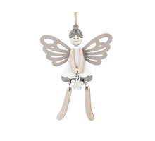 pm. 2 wooden fairies/hanging white 20 cm