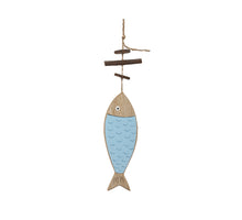 pb. 2 wooden fishes hanging blue 36cm